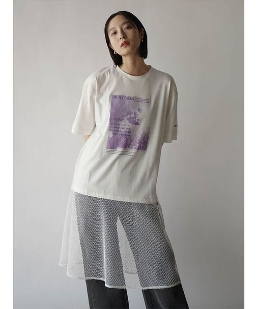 グラフィックプリントメッシュドッキングワンピース