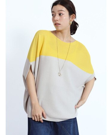 バイカラードルマンワイドニット