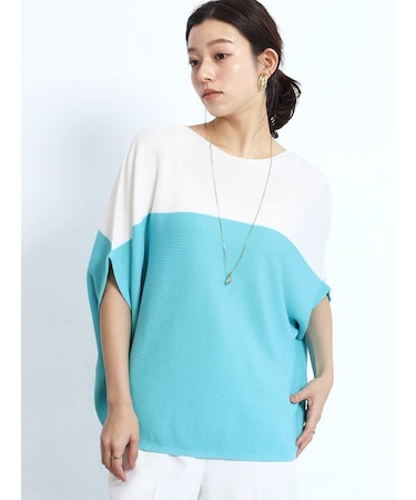 バイカラードルマンワイドニット