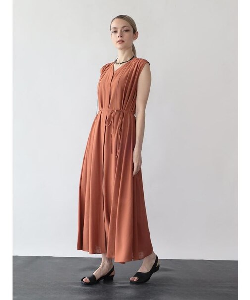 レーヨン混ウェーブタックワンピース