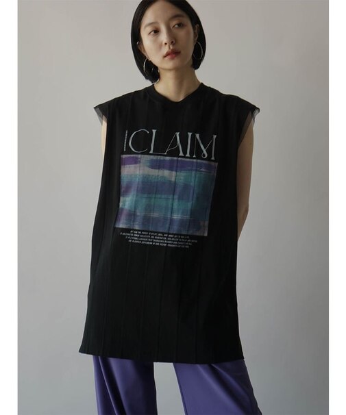 レースフレンチスリーブプリントTシャツ