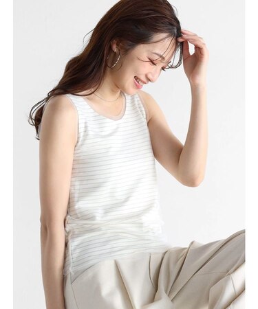 ラメボーダーチュールタンクトップ