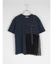 デニム×チュールドッキングポケットTシャツ