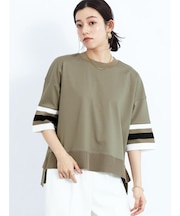 配色ハーフスリーブオーバーTシャツ
