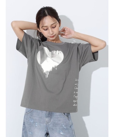 箔ハートプリントTシャツ