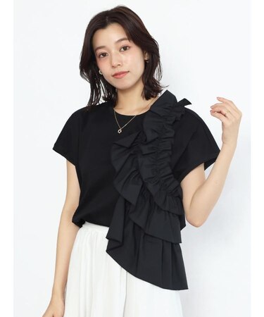 アシンメトリーフリルカットソー