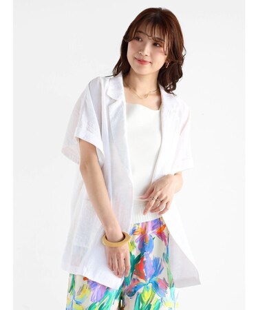 麻混ハーフスリーブジャケット