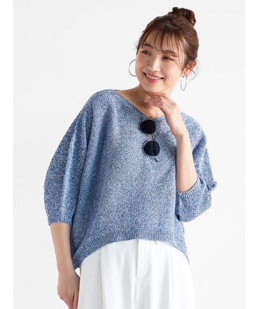 ミックスカラー和紙ニットプルオーバー