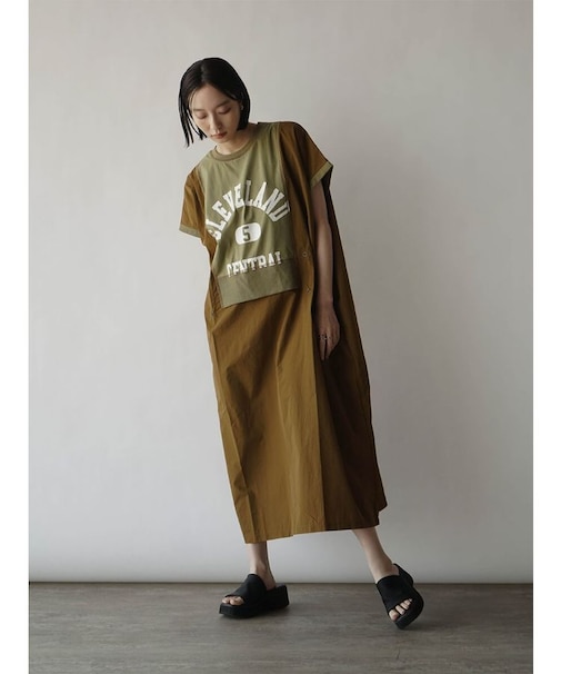 異素材ドッキングロゴ2wayワンピース