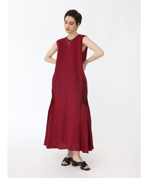 サイドピンタックロングワンピース