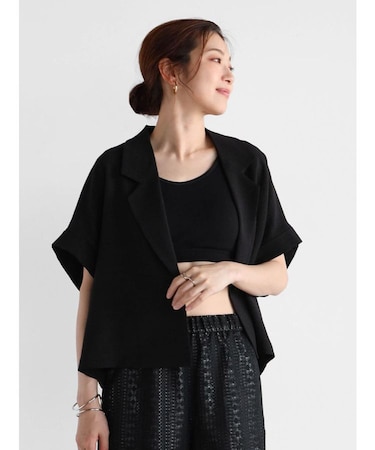 リネンライクハーフスリーブジャケット