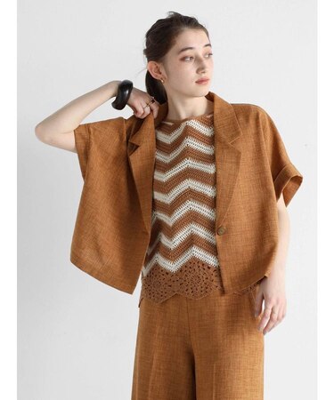 リネンライクハーフスリーブジャケット