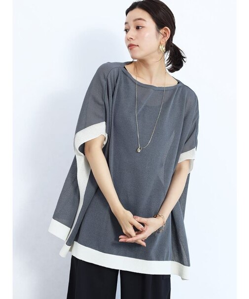 ポンチョライク和紙ニット