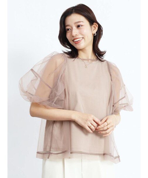 チュールレイヤードカットソー