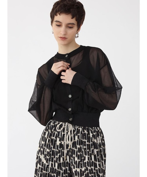 ラメニットシアーカーディガン