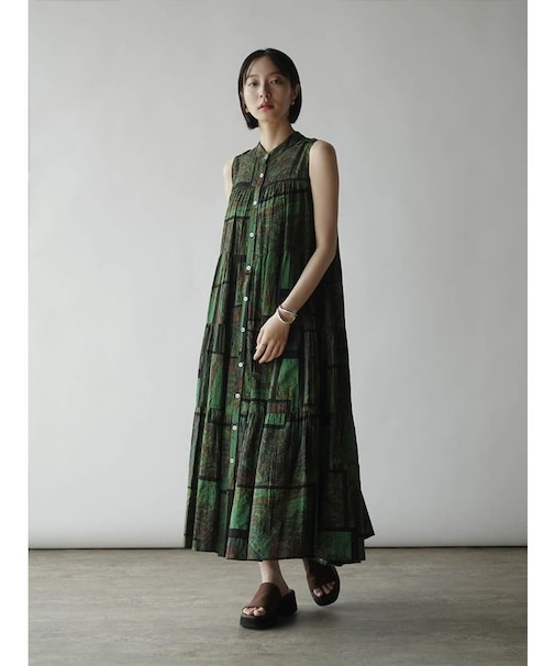 エスニックプリントノースリーブワンピース