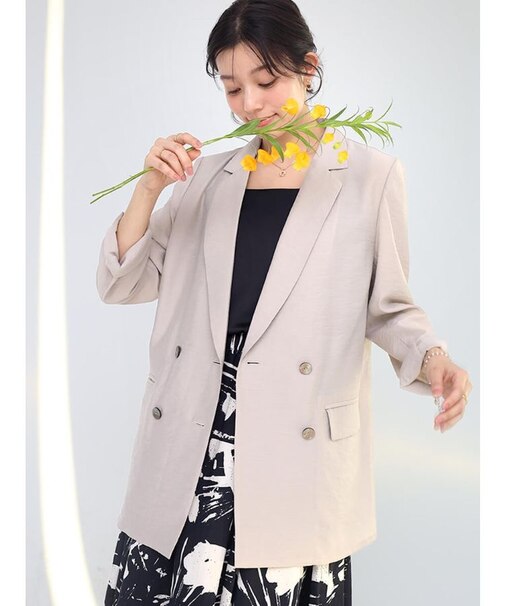 リネンライクテーラーカラービッグジャケット