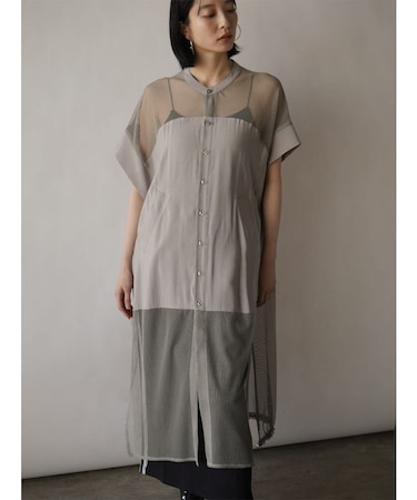 メッシュドッキングロングシャツ