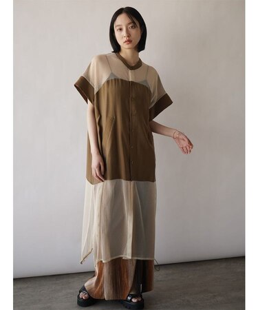 メッシュドッキングロングシャツ