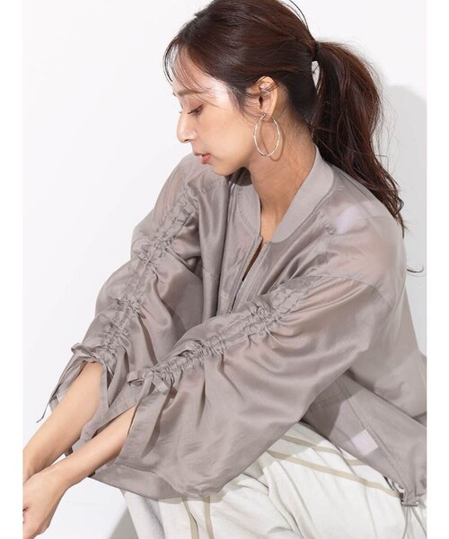 MEDOC ニットスリーブロングブルゾン オーバーサイズニットプル