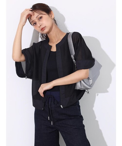 布帛×メッシュジップブルゾン｜メドックの通販｜&mall（アンドモール