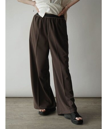 ウエストラインデザインワイドパンツ