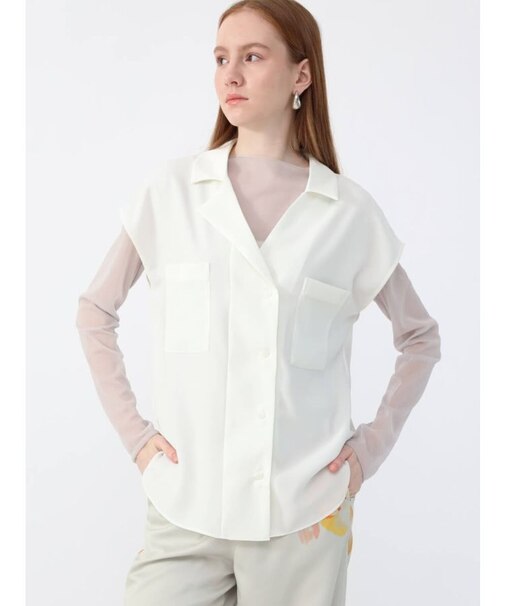 フロントポケットラペルカラーシャツ