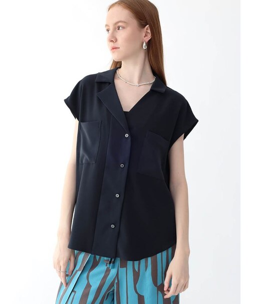 フロントポケットラペルカラーシャツ