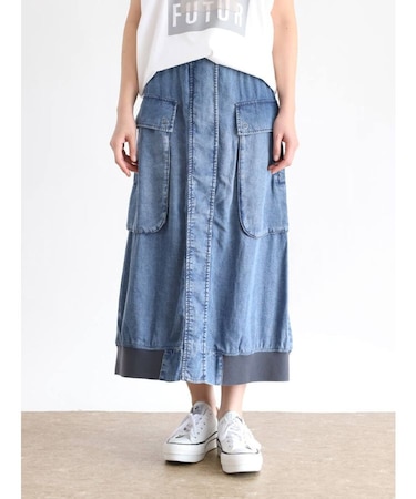 サイドポケットテンセルデニムスカート
