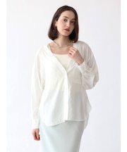 Vネックワッシャーシャツ