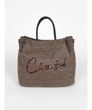 雑材スパンコールロゴバッグ