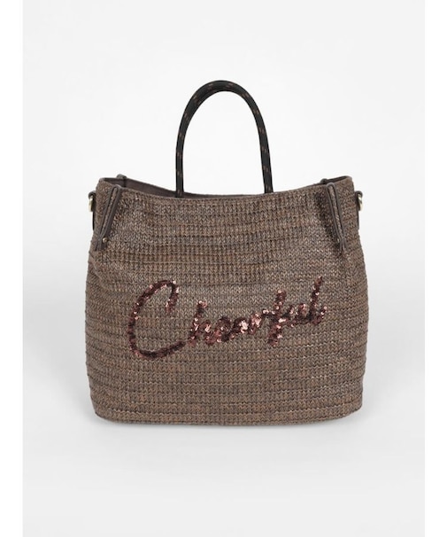 雑材スパンコールロゴバッグ