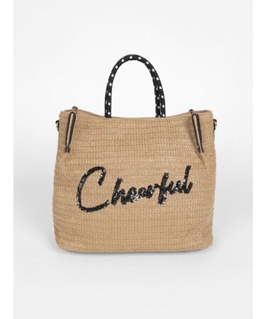 雑材スパンコールロゴバッグ