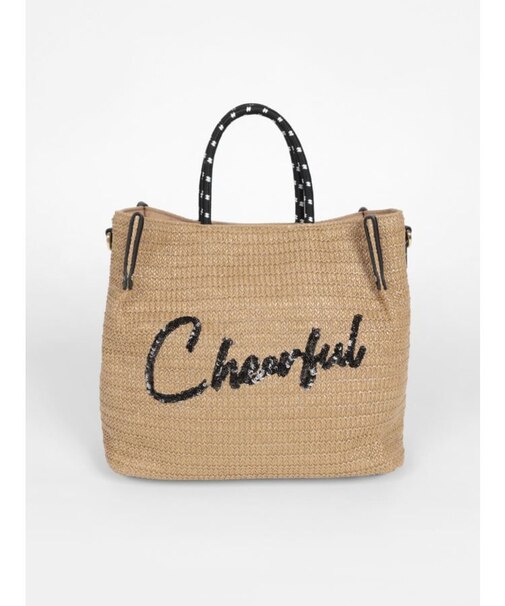 雑材スパンコールロゴバッグ