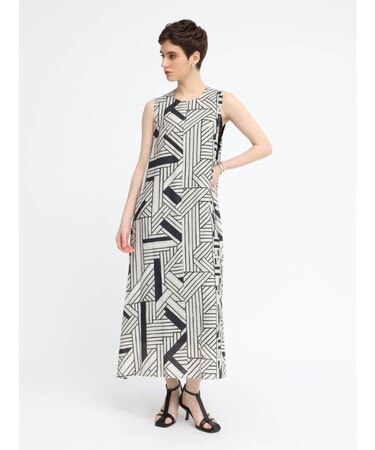 ジオメトリックプリントノースリーブワンピース