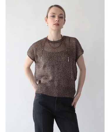 甘編みラメフレンチサマーニット