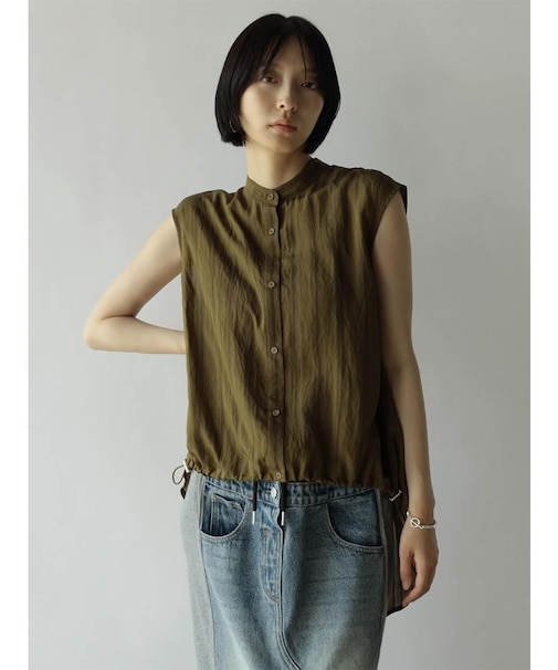 シアーストライプドロストヘムブラウス