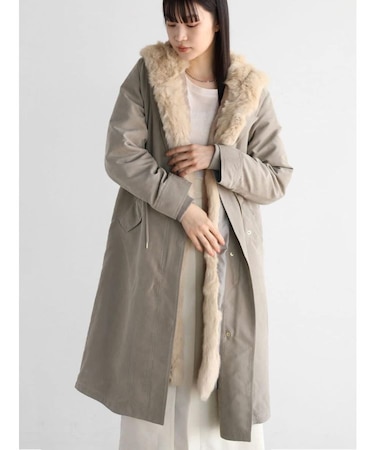 ファーフーデッドモッズロングアウター