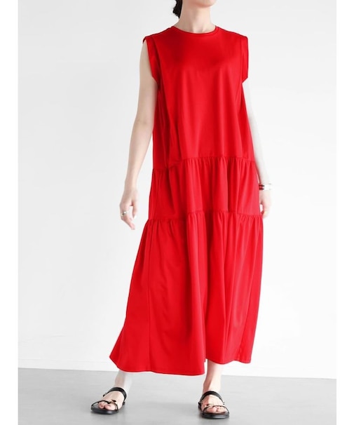 ノースリーブティアードカットワンピース