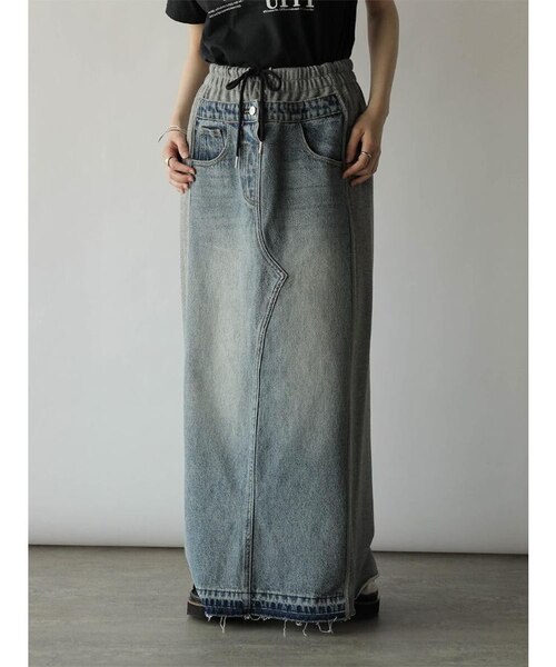 スウェット切替デニムスカート｜メドックの通販｜&mall（アンドモール