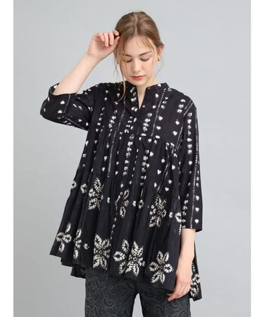 タイダイデザインティアードブラウス