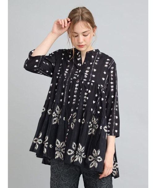 タイダイデザインティアードブラウス