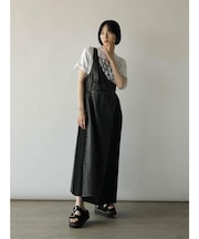 サイドプリーツアシメデニムジャンパースカート