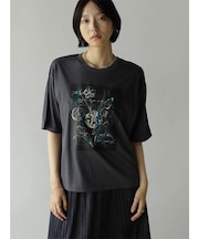 ショルダーパイピングプリントTシャツ