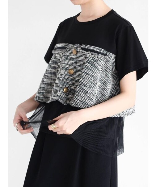 ツイードドッキングトップス