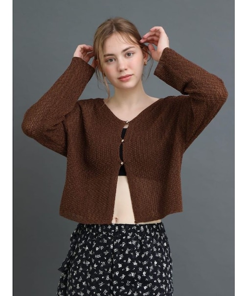 メッシュニットショートカーディガン