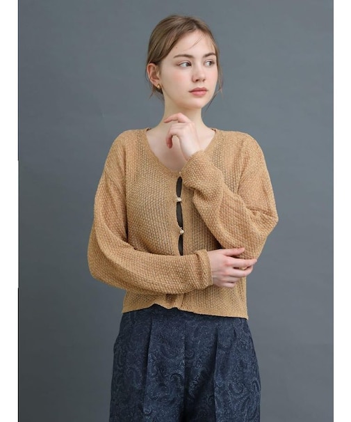 メッシュニットショートカーディガン