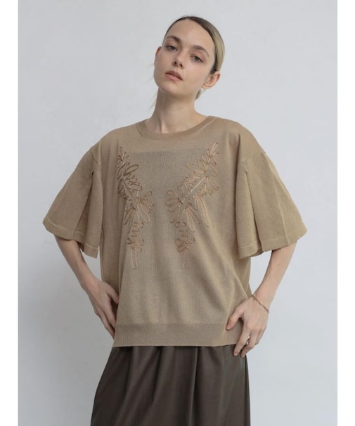 リボンモチーフ刺繍ラメPO