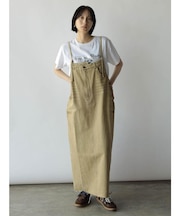 アシメフロントデニムジャンパースカート（beige,brown）