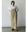 アシメフロントデニムジャンパースカート（beige,brown）